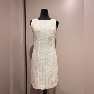 Theory Cream Textured Sleeveless Mini Dress